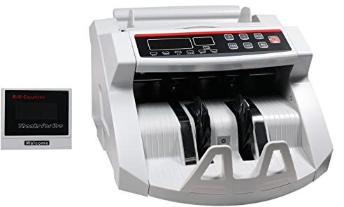 LEOFLA Professioneller Banknotenzähler mit Falschgelddetektor und 2 LED-Display, variabel, Media, 400