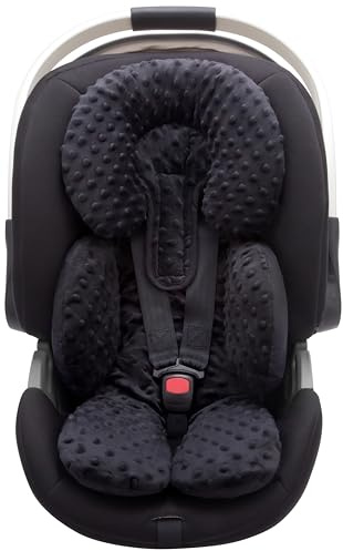 Pro Goleem Infant Car Seat Insert, Baby Head Neck Body Support, Soft Minky Newborn Car Seat Insert, 2-in-1 Reversible, Boys and Girls, Black