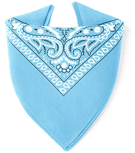 ...KARL LOVEN Bandane 100% cotone per donna uomo Bambini fazzoletto da collo bandana Cielo Blu originale motivo paisley copricapo sciarpa per capelli collo polso testa cravatta motociclista