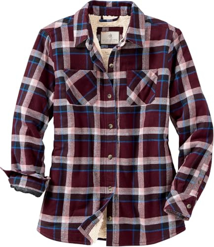 Legendary Whitetails Damen Flanell Shacket Sherpa Gefütterte Plaid-Hemdjacke, Warmes Fleece
