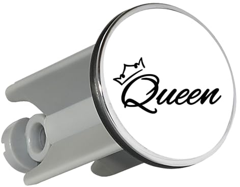 Huuraa Waschbeckenstöpsel Queen Krone Geschenk | Universal Stopfen 4cm höhenverstellbar Abflussstopfen Geschenkidee Stöpsel mit Motiv für das Waschbecken