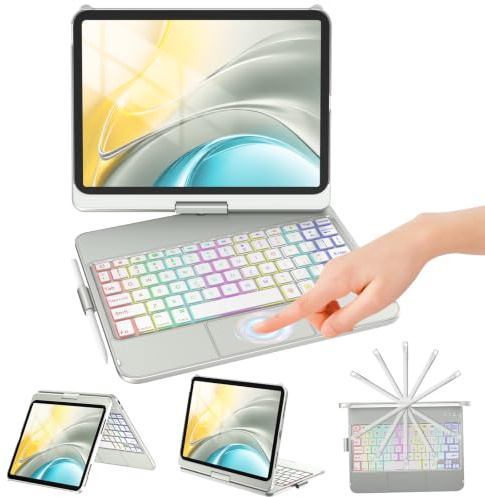 KBCASE Funda de teclado para iPad de 10ª generación/A16 de 11ª generación con teclado giratorio de 360° con trackpad para iPad de 10ª generación de 10.9 pulgadas 2022/A16 de 11ª generación de 11