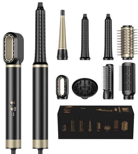 Atopskins Air styler 8 in 1 Hairstyler, 1500W Haarstyler Geräte mit 110000 RPM Motor Haartrockner, Rundbürstenföhn Föhnbürste Warmluftbürste Set, Lockenstab (Links & Rechts), Föhn mit Diffusor