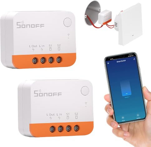 OBEST 2PCS Smart Lichtschalter Modul 2 Wege - WiFi Mini Lichtschalter mit Timing-Funktion,Sprachsteuerung,Funktioniert mit Alexa, Google Home,Fernbedienung über eWeLink App,für Wandschalter