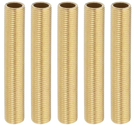 PATIKIL M10 Feingewinde Messing Lampenrohrnippel 5 Stück 65mm 2.6 Länge Hohlrohr Adapter Kupplung Verbinder Rohr Fitting Hardware DIY Reparaturteil Für Lampen Leuchten