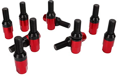 Hochwertige 35CrMo-Kegelsitz-Radschrauben, 20 Stück Sechskant-17-mm-Radbolzen M14x1,5, Güteklasse 12,9 für Autos, Universell Einsetzbar mit Langer (Rot)