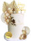 29 Piezas de Decoración para Tartas Bohemias,decoración para tarta de boda,Bolas Decorativas en Oro y Blanco,Hojas de Palma Doradas y Topper 'Happy Birthday',para Fiestas y Celebraciones Especiales
