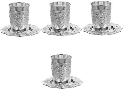 Ciieeo 4 Sets Jüdisches Weinglas Weingläser Metall Opferbecher Opferzubehör Havdalah Weinbecher Schabbat Weinbecher Judaica Zarter Schabbat Becher Heiliger Becher
