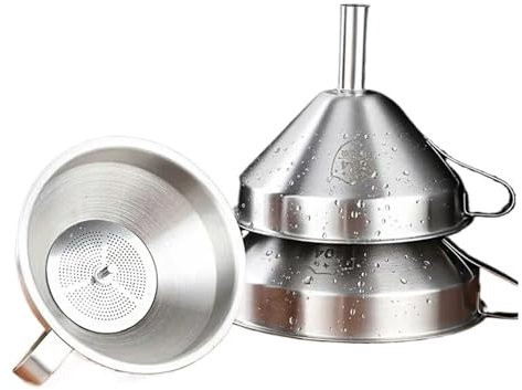 Embudo de acero inoxidable, Embudo de acero inoxidable, embudo for líquidos y aceite de cocina, embudo de Metal con filtro desmontable, embudo de boca ancha for enlatar herramientas de cocina(Small Di