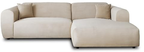Lisa Design Aumance – Ecksofa rechts 4-Sitzer – aus Cord Beige
