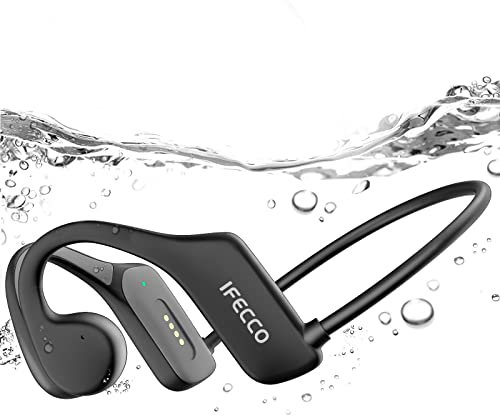 IFECCO Kopfhörer Schwimmen, Knochenschall Kopfhörer Bluetooth 5.3, IP68 wasserdichte Open Ear KopfhöRer mit 32GB Speicher MP3 Player, Unterwasser Sport Kopfhörer für Schwimmen Laufen Radfahren