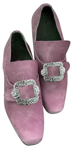 Mocassini da uomo vintage con fibbia, punta quadrata, scarpe formali, scarpe eleganti in stile barocco per uomo con accento decorativo in metallo, design slip-on, fodera morbida, calzature per costume