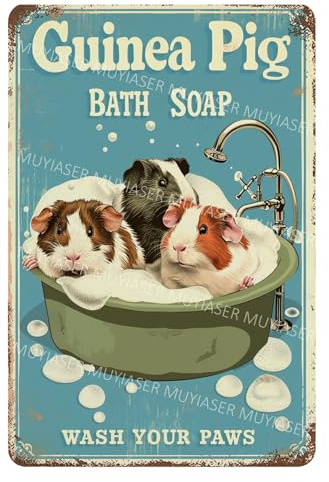 XingFox Cartello in metallo con scritta Cavia Bath e scritta Vintage Toilette Bagno Decorazione da parete 8x12 pollici