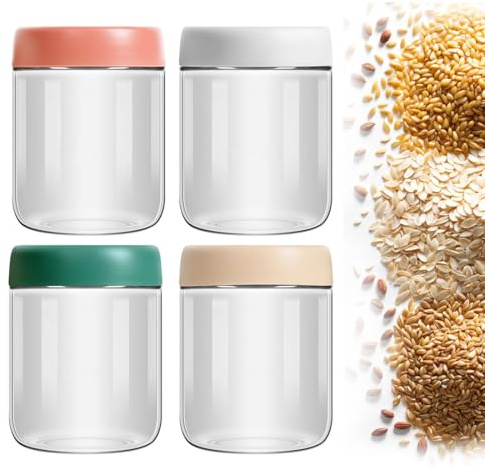 DIFLAX Petit Pot Conservation Bébé, 4 500ml Pot En Verre Bebe, Pot Conservation Bébé, Verre Bebe, Pots En Verre, BPA-frei, Für Congélation & Micro-ondes