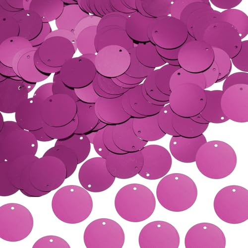 QUARKZMAN 450 Pcs Lentejuelas Planas Redondas 20mm/0.8 Pulgada Rojo Rosa | Lentejuelas Sueltas, Para Costura Con Agujero De Un Solo Lado, Para DIY Bordado Ropa Joyería