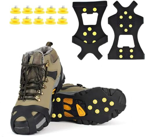 Spikes für Schuhe Winter, schuhspikes zum überziehen, schuhspikes, eiskrallen für Schuhe, Spikes für Schuhe Winter Damen und Herren, Suitable for Hiking, Hiking, Ice Fishing (L(39-46))