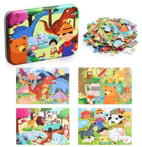 BBLIKE Kinderpuzzle 43 Stücke Puzzle für Kinder Puzzle ab 3 Vier schwierigkeitsgrade Lernspielzeug für Kinder 3 4 5 Jahren Alt (Tier)