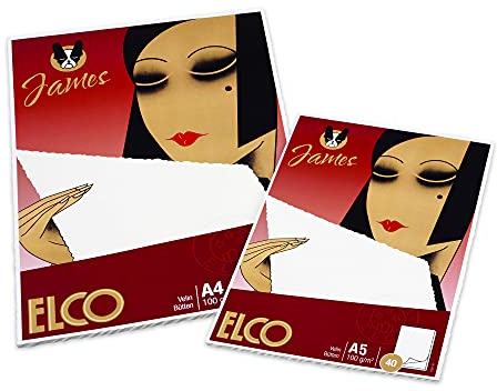 ELCO James Schreibblock Velinpapier A5 100 g/m² blanko mit Büttenrand und DOM-Wasserzeichen geriest 40 Blatt