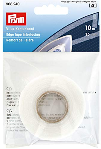 Prym 968240 Vlies-Kantenband zum Aufbügeln, 20mm, weiß, 10 m