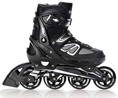 RAVEN Advance Inlineskates Inliner für Kinder und Erwachsene OPTIONAL 2in1 mit Schlittschuhen verstellbar (Black ohne Kufen, 35-39 (23cm-25,5cm))