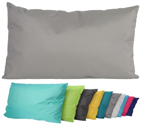 JACK Outdoor Lounge Kissen 30x50cm Dekokissen inkl. Füllung Wasserfest Sitzkissen Garten Stuhl Lotus Effekt, Farbe:Grau