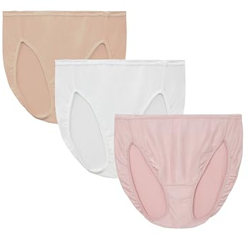 Vanity Fair Women's Illumination Hi Cut Panty 13108, White/Quartz/Beige, 9