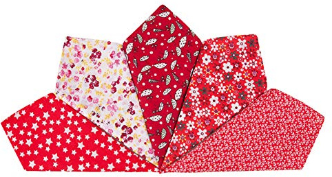 HOULIFE Damen Blumen Taschentücher aus Reiner Baumwolle Rot Stofftaschentücher für Alltagsgebrauch 5/10 Stücke 36x36cm Muttertagsgeschenk