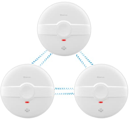 HEIMAN Wireless Interconnected Smoke Alarm,interlinked Smoke Detector, 10-Year Battery Interlinkable Fire Alarm,EN14604/CE Standard(3 Pcs)