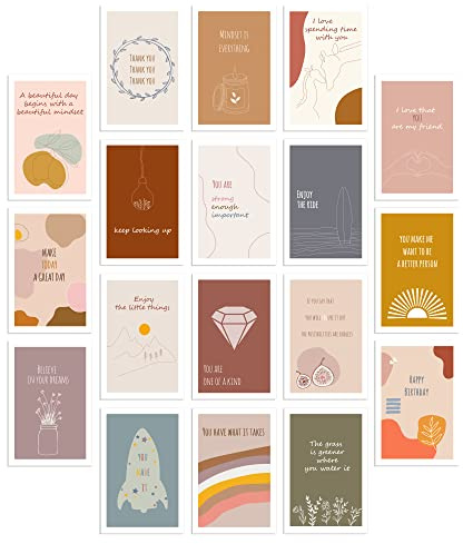 DIVERSEBEE 36 Pack Assorted Motivational Post Cards - Inspirational Encouragement Postcards, Affirmation Kindness Gratitude Note Card Set with 36 Unique Quotes (Blank Back) - 4x6 Inches