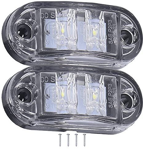 1 Paire de Feux Clignotants de Camion 10-30 V 2 Feux Latéraux LED Rectangulaires avec 25 Cm de Fil de Frein Arrière Queue de Cochon Lampe de Recul pour Remorque Camion RV Bus Caravane Bateau(Blanc)