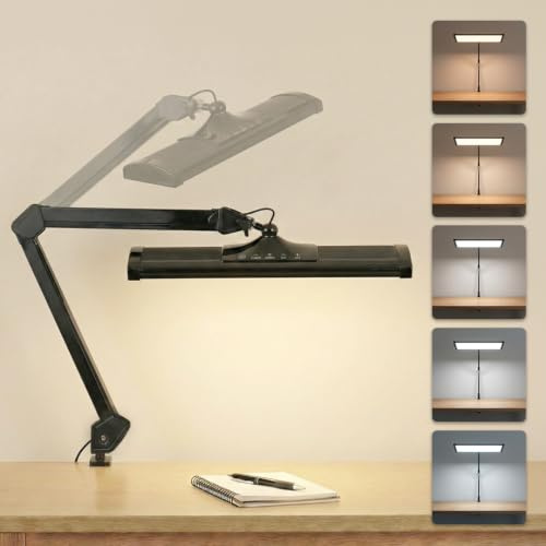 SBR Professionnel - Lampe Professionnelle Lumière du Jour - Dimmable en 5 étapes - 5 Couleurs de Lumière - Bras Réglable - Puissance 45 Watts - Haute Luminosité 3500 lumens - Noire