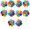 10 Piezas Molino de Viento de Plástico, Hilanderas de viento con flores de colores, Molinos de Viento de Arco Iris Juguetes para Niños, Molinete repelente de pájaros para Exterior Jardín DIY Decor (A)