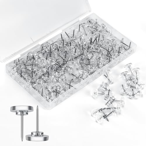 Gowkeey Transparente Reißzwecken 200 Stück,Reiszwecken mit Kopf Länge 16mm Reißnägel Flacher Reißnägel Deko mit Aufbewahrungsbox für Pinnwand Büro Schule Zuhause