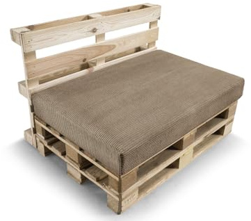 Gutekissen® Coussin de Palette Extérieur – Confort en Mousse pour Salon de Jardin, Terrasse, Balcon PFL (Coussin d'assise 120x80, Marron Clair)