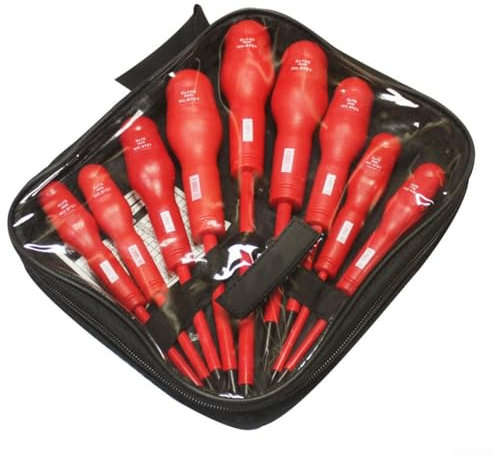 Lot de 9 tournevis d'isolation pour électricien, tournevis cruciforme à fente isolé magnétique haute tension 1000 V