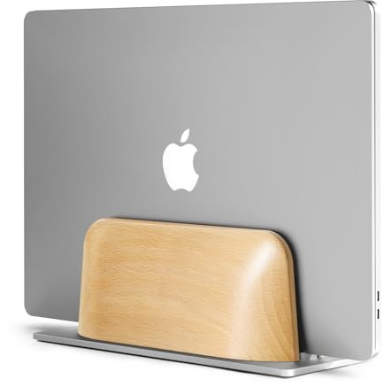 UPERGO Beechwood Vertical Laptop Stand for Desk, Laptop Holder to Dock MacBook