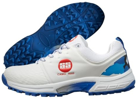 SS Camo 9000, Scarpe da Cricket Uomo, Bianco Blu, 43 EU
