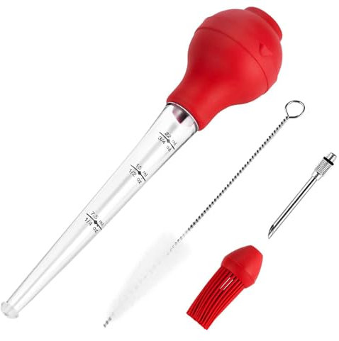 ZEACCT 4 Piezas de Baster de Pavo, Carne de Jeringa Baster de Pavo, Baster de Pavo de Acero Inoxidable, Kit de Inyectores de Carne, Jeringa de Especias, para Barbacoa, Carne, Pollo, Pasteles