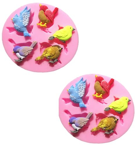 HIRAIDAI Silikon Fondant Form 2 Stück Vogel Spatz Silikonform Fondant Kuchen Dekoration DIY