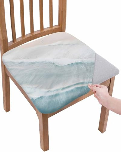Stretch Dining Chair Seat Covers Set of 4, Removable Washable Chair Covers Seat Slipcovers, Beach Coastal Nautical Chair Protector Dust-proof Chair Cover Seat for Kitchen/Office Decor
