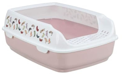 TRIXIE Katzentoilette Delio, mit Rand, Bedruckt, 38 × 20 × 50 cm, Flieder/weiß