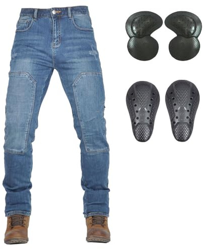 ​Men's Motorcycle Riding Pants Denim Jeans Protect Pads Equipment with Knee and Hip Armor Pads Detachable CE2 Armor Pads