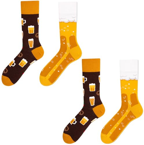 Glamifyr 2 Paar Biersocken,Biersocken Männer Bier Socken Bier,Gemusterte Socken mit Verschiedenen Motiven und Farben