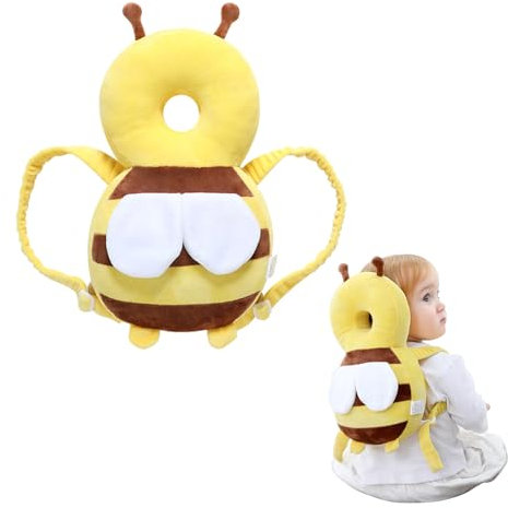 Mikiuly Protector de Cabeza para Bebés, Almohadillas de Seguridad Ajustables, Almohada Protección para la Cabeza del Bebe, Almohada Mochila de Protección, para Bebé Aprende a Caminar o Correr, Abeja