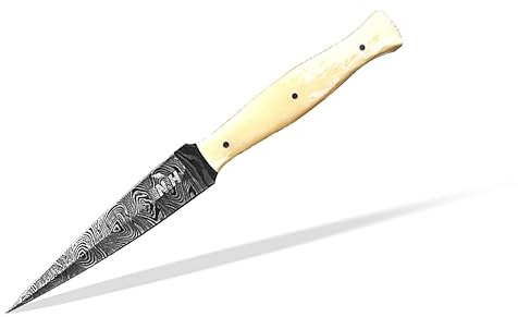 Novahaven Vielseitiges 23 cm Küchen- und Outdoormesser – Damaststahlklinge, Perfekt für Fischreinigung, Fleisch- und Gemüseschneiden sowie Outdoor-Aktivitäten by (white)