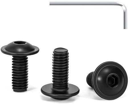 Tunejoy 30 Piezas Tornillos de Cabeza Alomada con Brida M5 x 12 mm Negro Tornillo de Cabeza Hexagonal de Acero Inoxidable A2 V2A Tornillos Máquina con llave Allen Rosca Completa