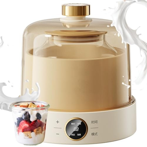 Máquina eléctrica de yogurt, máquina de fermentación de yogur casera de 1 litro con 4 tazas pequeñas de 180 ml, calentamiento PTC a temperatura constante y fermentación de paquete de 360°, para yogur