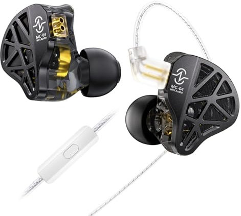 keephifi CCZ MC04 In Ear Monitors, Auricolari IEM con Driver Ibrido 10mm 1DD+1BA, Cavo OFC Placcato Argento con Connettore da 3.5mm, Cuffie In Ear Gaming con Isolamento Acustico e Microfono per PS4/5