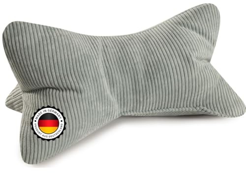 Bonvionn Leseknochen Selma I Mint I Cord Look I 88% Polyester, 12% Polyamid | ergonomische Form für Nacken- oder Lendenstütze Flexible Stütze für Bücher I E-Books oder Tablets I gestreiftes Muster