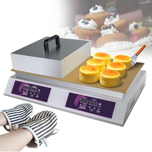 QUSYZD Plancha eléctrica Comercial, máquina para Hacer panqueques Antiadherente con Pantalla Digital de 60 a 240 °C, máquina para Hacer Pan de Acero Inoxidable para Uso doméstico en restauran,